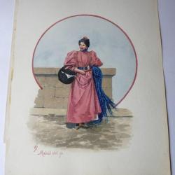 Peinture aquarelle Madrid 1896 Espagne