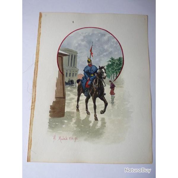 Peinture aquarelle Madrid 1896 Espagne