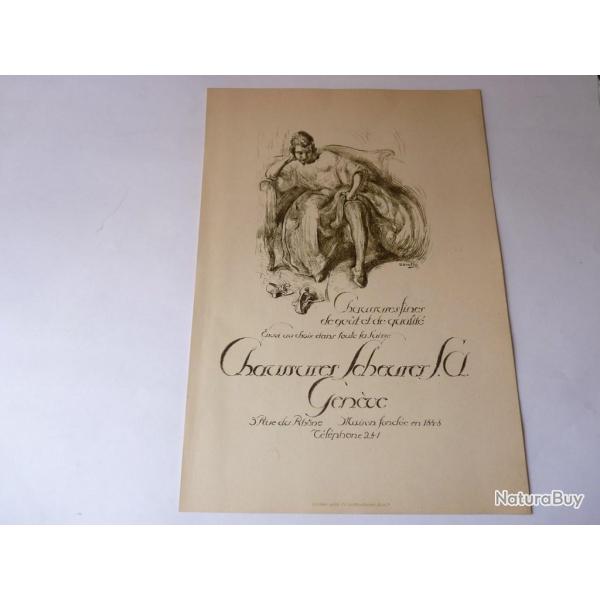 Lithographie Otto Vautier publicit Chaussures Scheurer Genve