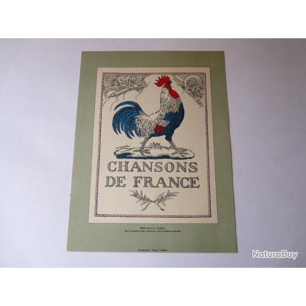 Lithographie H.-C. Forestier Affiche Chansons de France