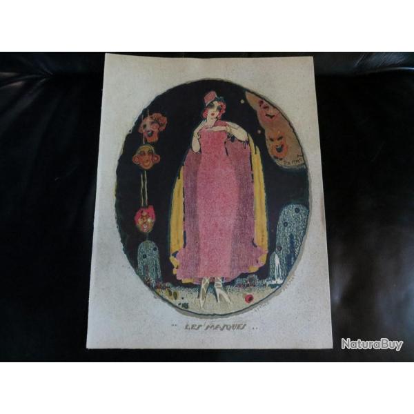 Lithographie  Les Masques Percival Pernet