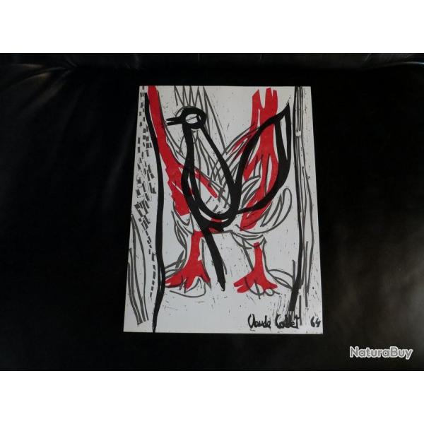 Gravure Lithographie Claude Collet Carton d'invitation exposition