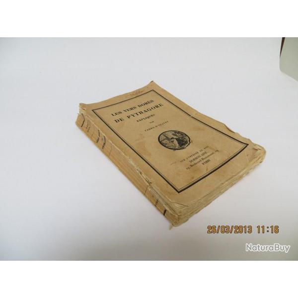 Livre Les Vers Dor�s De Pythagore Fabre-D'Olivet 1946