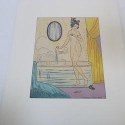 Dessin Aquarelle Femme Maggy Monier Art Nouveau