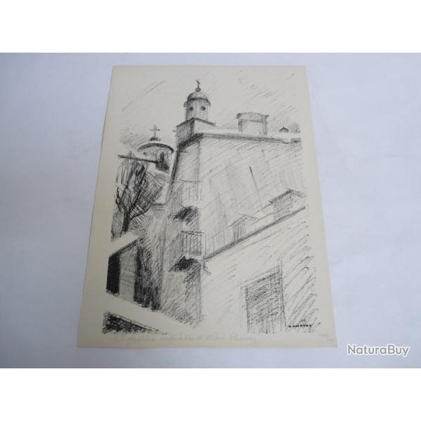 Lithographie Albert Chavaz glise