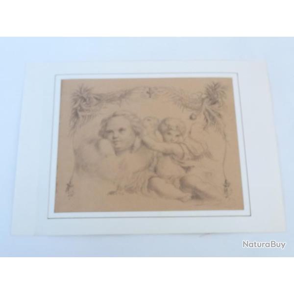 Dessin original Angelots XIXe si�cle religion