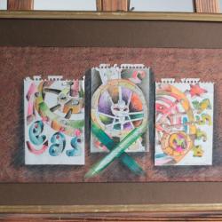 Tableau Dessin Aquarelle Collage Covaci OCTAVIAN Art Moderne Roumanie