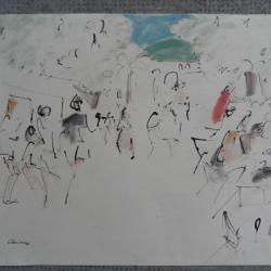 Antonio VILLANUEVA Dessin original encre/aquarelle
