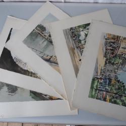 Lithographie HENRY ann&eacute;es 1950 vues de Paris Dessin