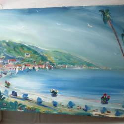 Tableau Peinture sign&eacute; SANVITALE Bord de mer