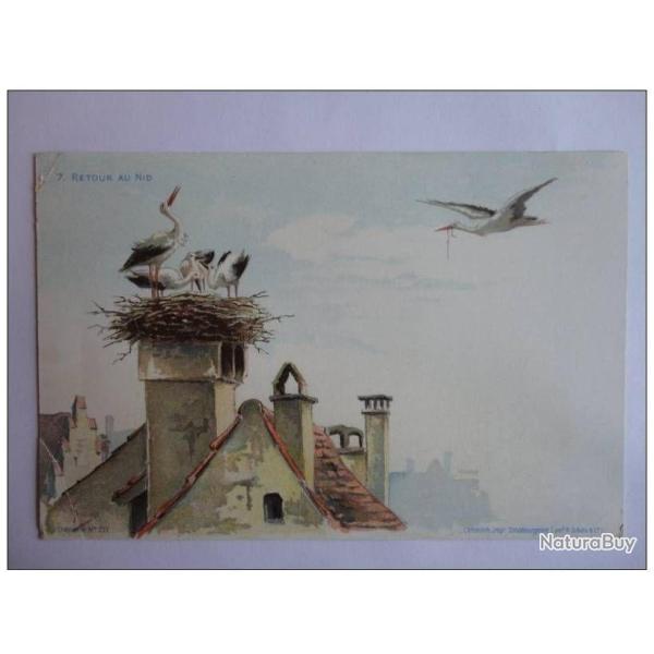 CPA illustr�e HAAS Lithographie de Strasbourg Cigogne