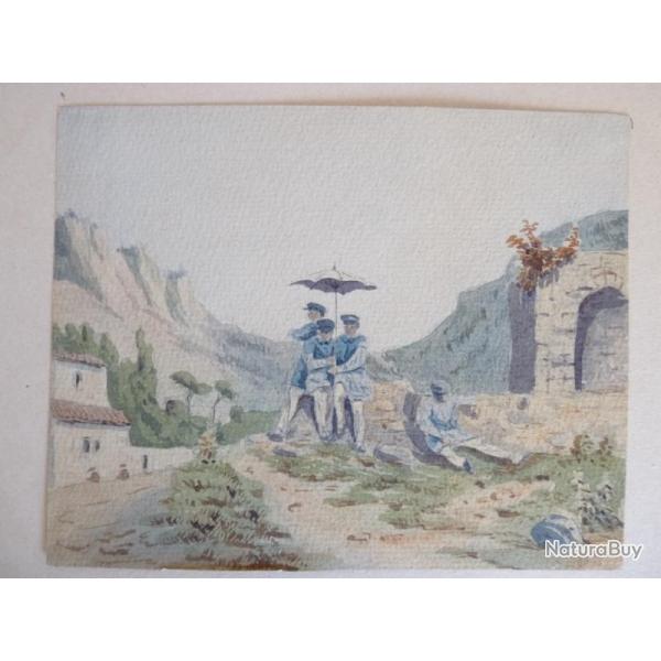 Peinture Aquarelle Ancienne Sud de la France