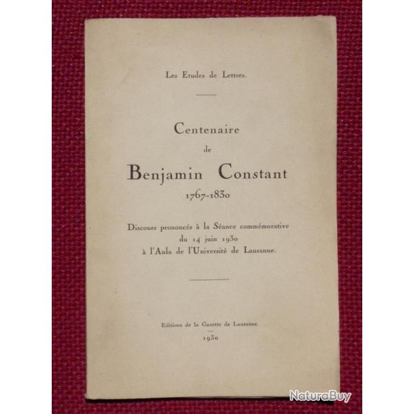 Livre Centenaire de Benjamin Constant 1767-1830