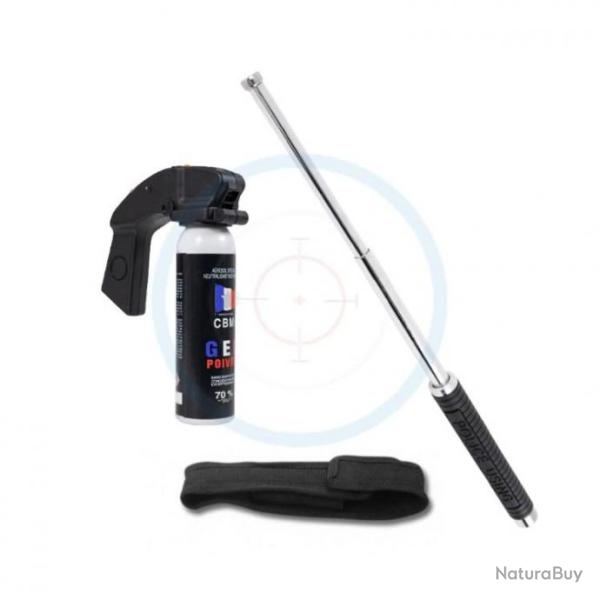 Pack d�fense matraque + gel poivre 100mL CBM