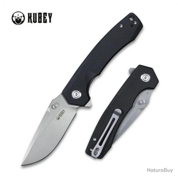 Couteau Kubey EDC Black Manche G10 Lame Acier D2 IKBS Linerlock Clip KUB901A - Z