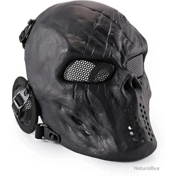 Masque de protection Airsoft - Cr�ne noir - LIVRAISON GRATUITE ET RAPIDE