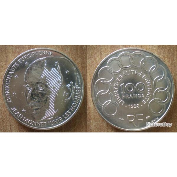 France 100 Francs 1992 Jean Monnet Unir Les Hommes Communaute Europeennne Piece Franc Frc Frcs