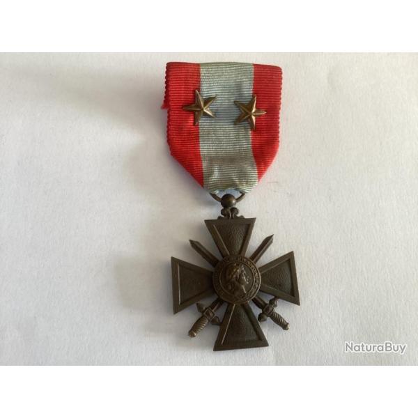 M�daille Croix de guerre avec 2 citations (T.O.E) - IV�me R�publique (Guerre d'Indochine)