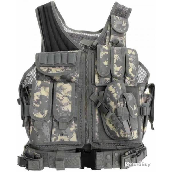 TOP ENCHERE - Gilet tactique militaire camouflage - Airsoft, chasse, etc. - Livraison rapide