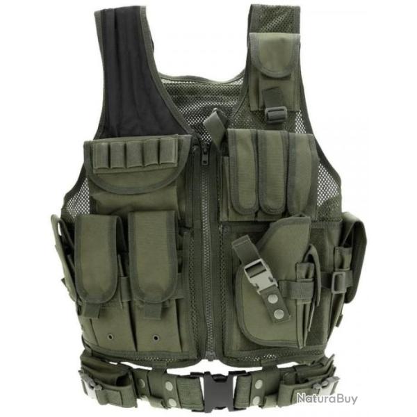 TOP ENCHERE - Gilet tactique militaire vert arm�e - Airsoft, chasse,etc. - Livraison rapide