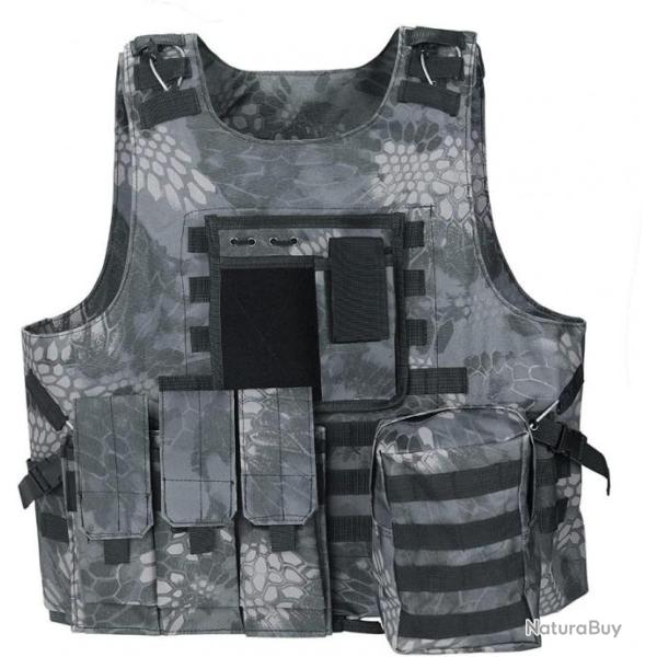 Gilet tactique multipoches noir python - Airsoft, chasse, etc. - Livraison rapide et offerte
