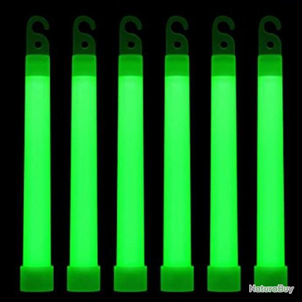 Lot de 6 B�tons Lumineux � Craquer - �claire +12h. Aucune Energie N�cessaire. Voir et Etre Vu.