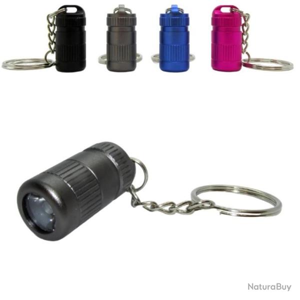 Mini Lampe de Poche LED Porte Cl� 3cm 12g, 3 Piles Incluses, Couleur Titane, Kit de Survie Camping