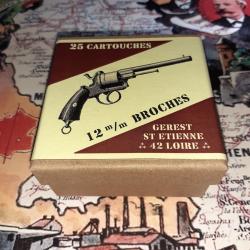 12 mm Broches type Lefaucheux (G&eacute;rest Saint Etienne): Reproduction boite munitions (vide) GU 8777470