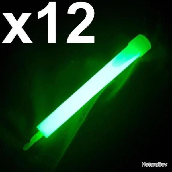 Lot de 12 B�tons Lumineux � Craquer - �claire +12h. Aucune Energie N�cessaire. Voir et Etre Vu.