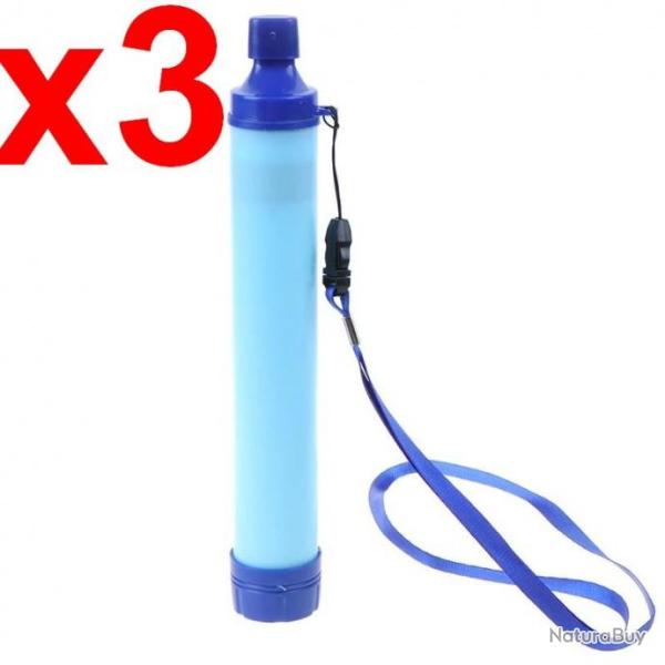 Lot de 3 Pailles Filtrantes de Survie - Filtre 1500L d'Eau - Filtration de 99,9999% des Bact�ries
