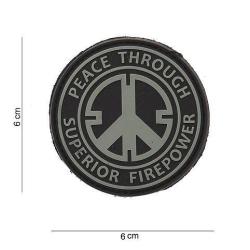 Patch 3D PVC Peace Through Fire Gris & Noir (101 Inc)