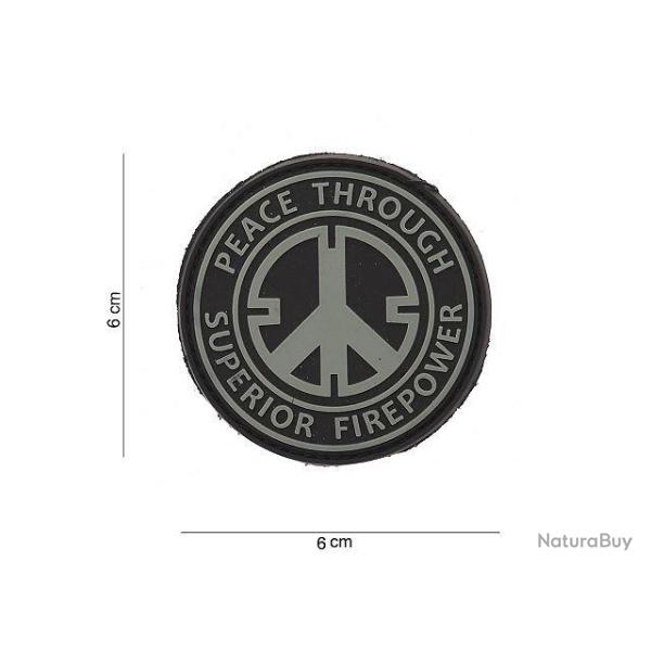 Patch 3D PVC Peace Through Fire Gris & Noir (101 Inc)
