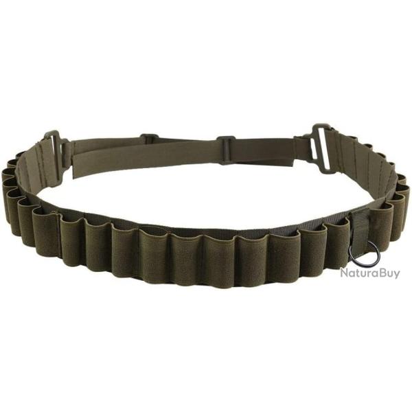 TOP ENCHERE - Ceinture cartouchi�re calibre 12 - 25 coques Vert arm� - LIVRAISON GRATUITE ET RAPIDE
