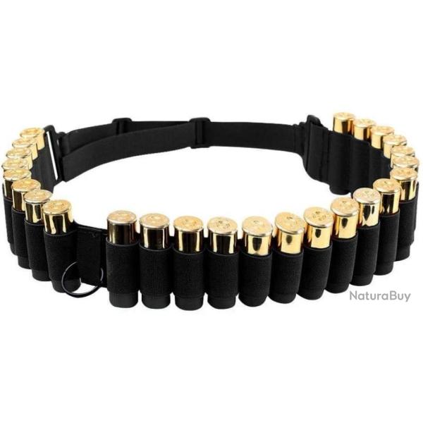 Ceinture cartouchi�re noire calibre 12 - 25 coques - LIVRAISON GRATUITE ET RAPIDE