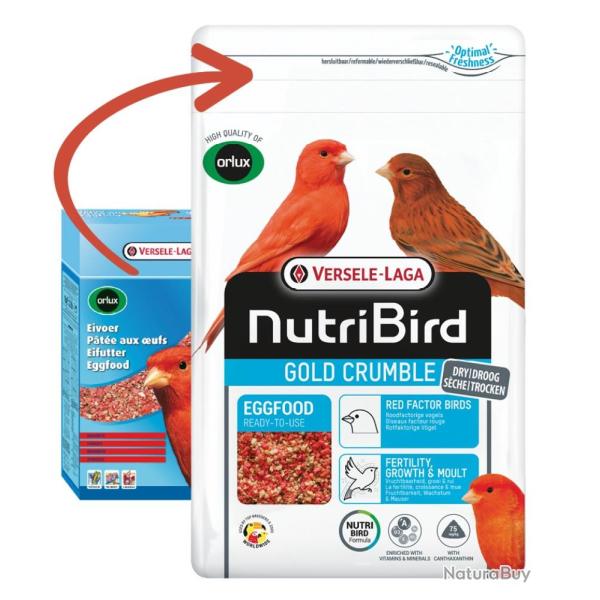 NUTRIBIRD GOLD CRUMBLE PATEE SECHE CANARI ROUGE 1KG