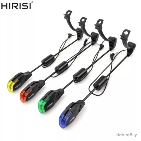 Lot de 4 Swinger Balanciers Ecureuils p�che avec Alarme et Indicateur Led P�che � la Carpe + Etui