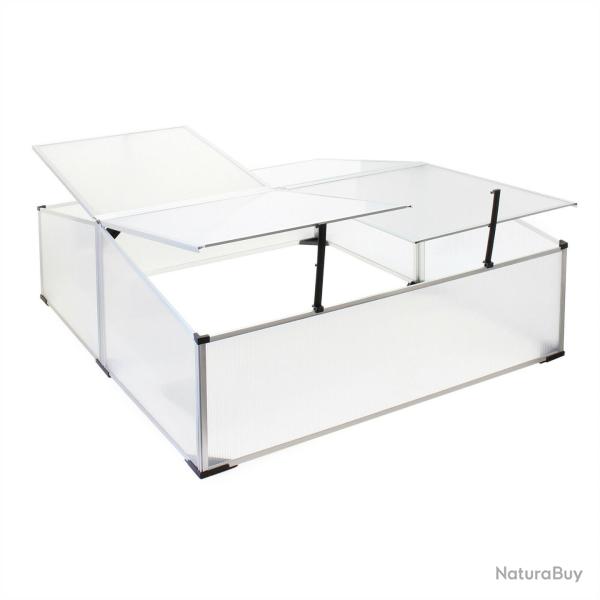 Mini serre jardin double aluminium et polycarbonate 100 x 120 x 40 cm ouverture par v�rin potager e