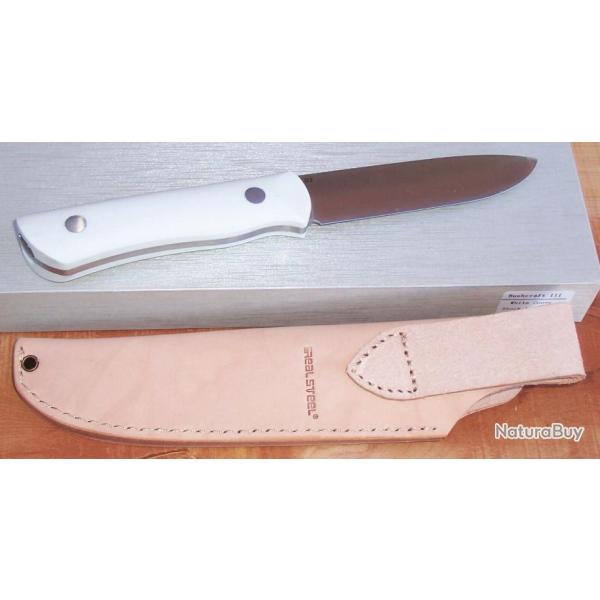 Couteau Real Steel Bushcraft III White Convex Lame Acier D2 Manche G10 Etui Cuir RS3728C