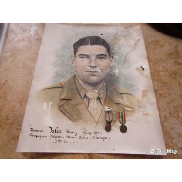photo 2� zouave ww2 +2 r�ductions seconde guerre interalli� campagne Alg�rie France Alsace Allemagne