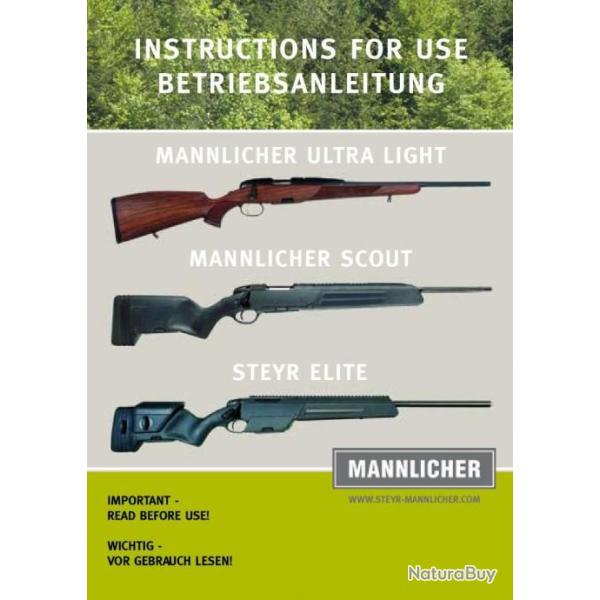 notice carabine MANNLICHER ULTRA LIGHT / SCOUT / ELITHE (envoi par mail)- VENDU PAR JEPERCUTE (m102)