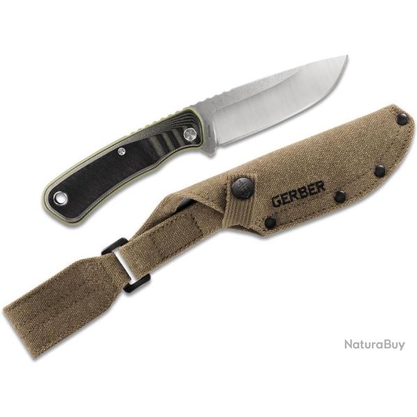 Couteau Gerber Downwind Drop Point Green Lame Acier 7Cr17MoV Manche G10 Etui Canvas G1818