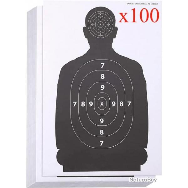 Lot de 100 cibles silhouettes humaines 43 x 63 cm - LIVRAISON GRATUITE ET RAPIDE