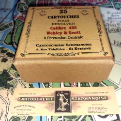 455 Webley Scott (Cartouche. St&eacute;phanoise): Reproduction boite munitions (vide) collection CS 8791928