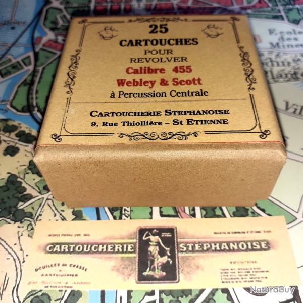 455 Webley Scott (Cartouche. St�phanoise): Reproduction boite munitions (vide) collection CS 8791928