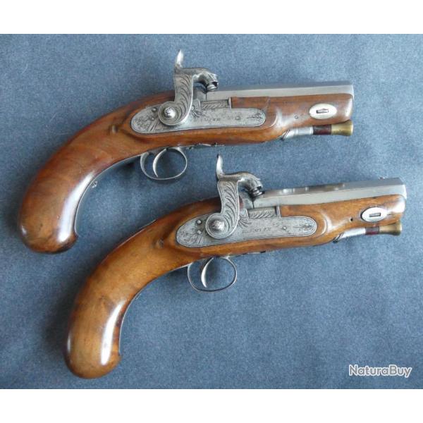 Belle paire de pistolet de voyage Anglais sign H.Smith London vers 1850