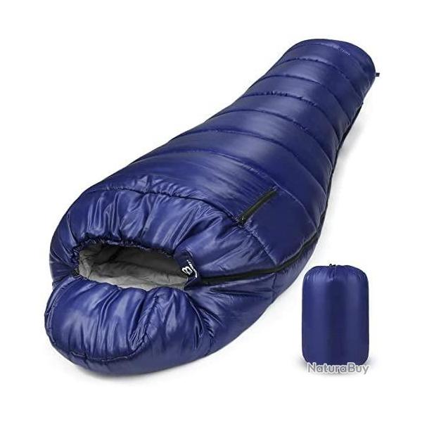 Sac de couchage hiver grand froid 220x80cm - Bleu fonc� - Livraison gratuite et rapide