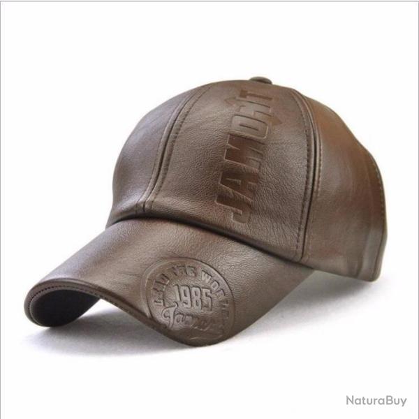 Casquette en cuir marron clair
