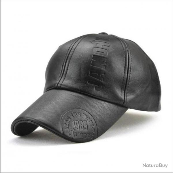 Casquette en cuir noir