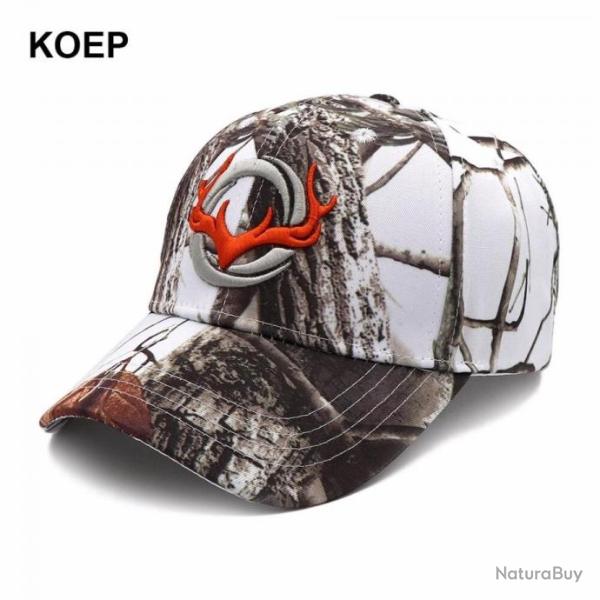 Casquette de chasse couleur blanc camo
