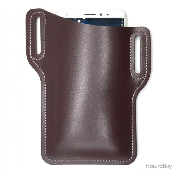 Etui universel de ceinture pour t�l�phone fa�on holster western marron fonc�